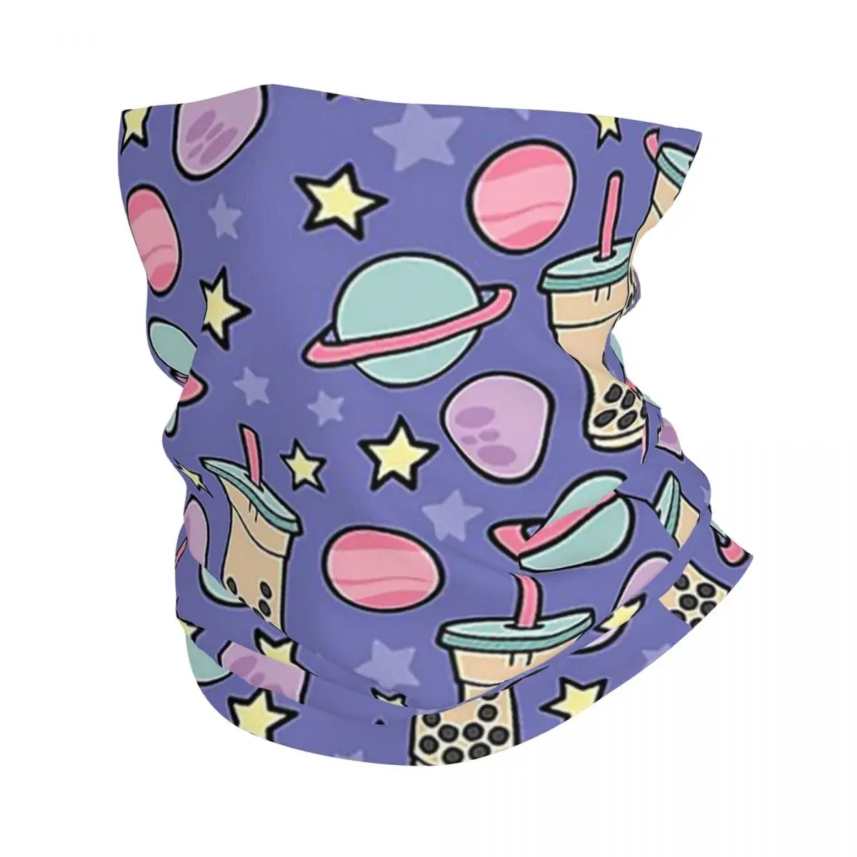 Bubble Tea Universe - Starry Kawaii Boba Galaxy Pattern Bandana Neck Cover Printed Face Scarf Balaclava Hiking Fishing Men Women