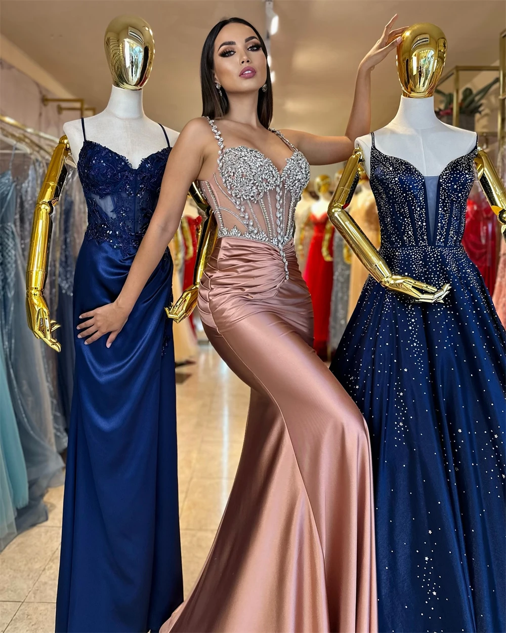 

Customized Mermaid Sexy Satin Evening Dress Classic Strapless Sleeveless Homecoming Dresses Elegant Special Occasion Gowns
