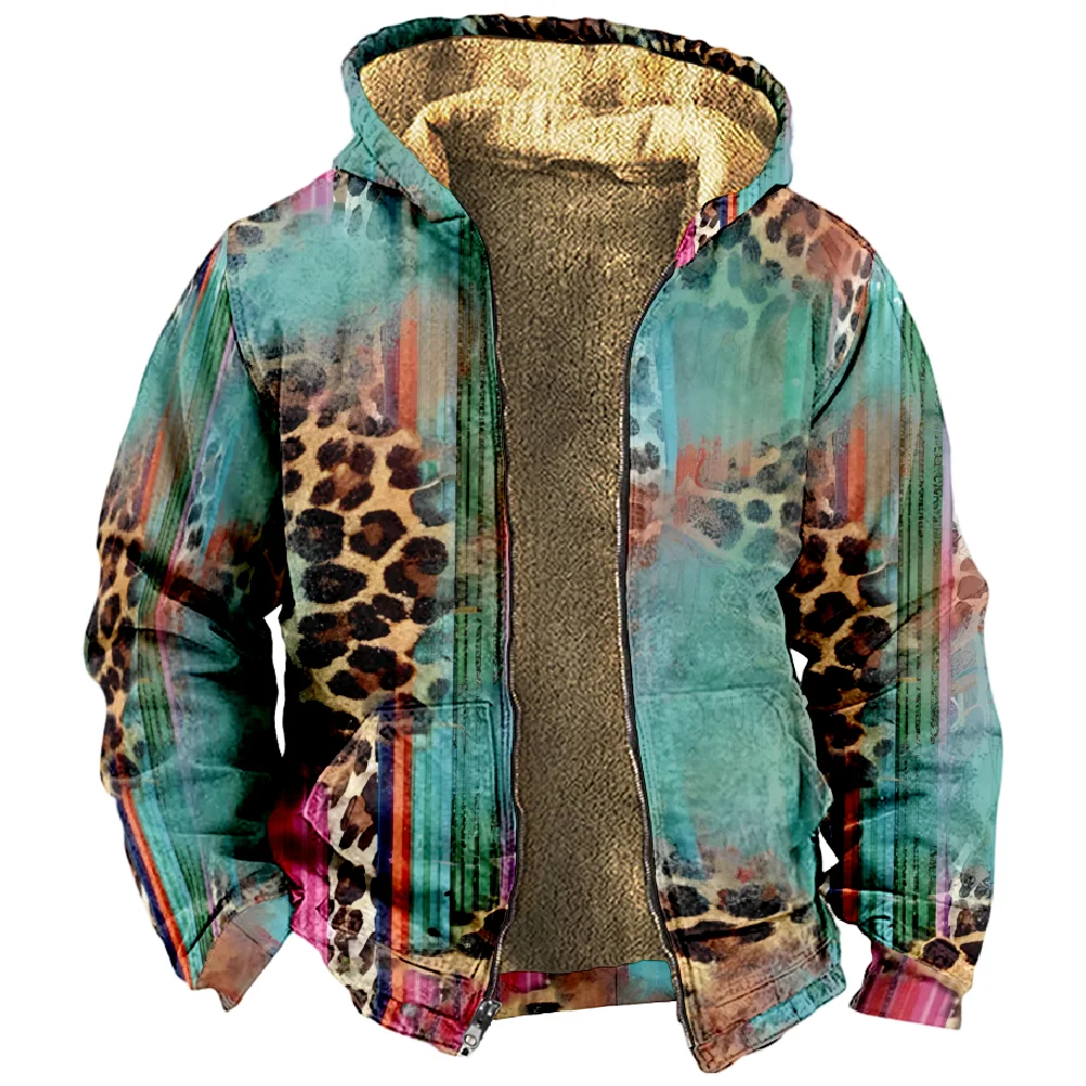 3D Leopard Printed Coats For Men Women Tie Dye Hoodie Long Sleeve Stand Collar Zipper Sweatshirt Unisex Clothes