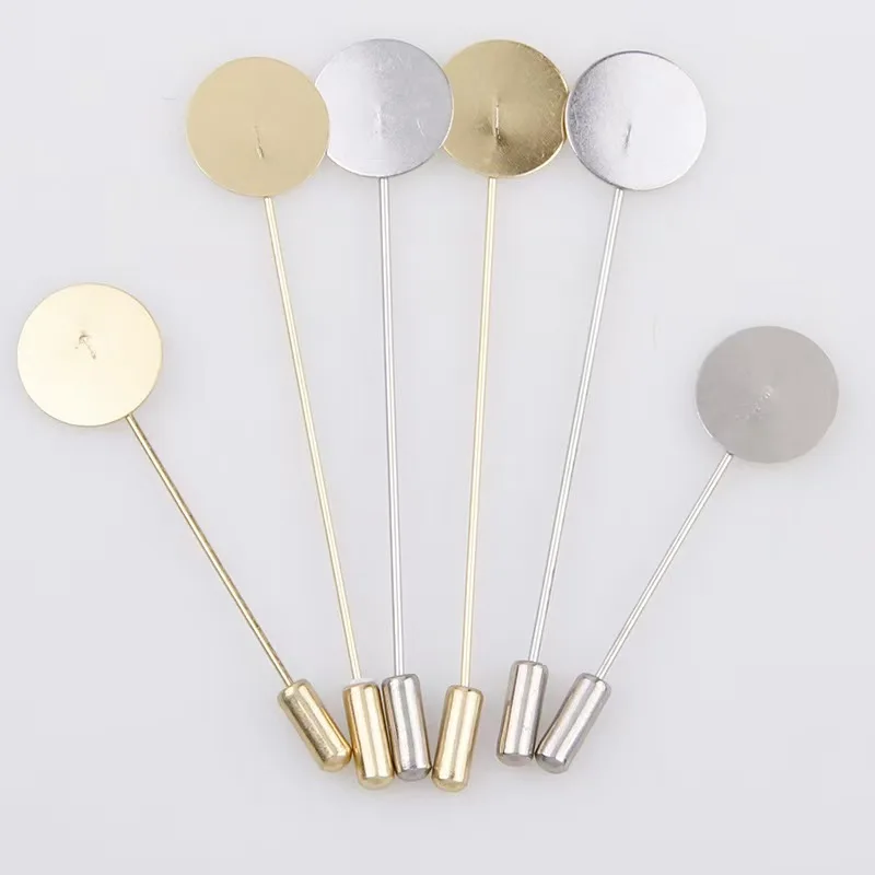 5/10/20Pcs Gold Silver Color Simulated Pearl Alloy Copper Long Brooch Pin For DIY Brooches Lapel Dress Jewelry Parts Accessories