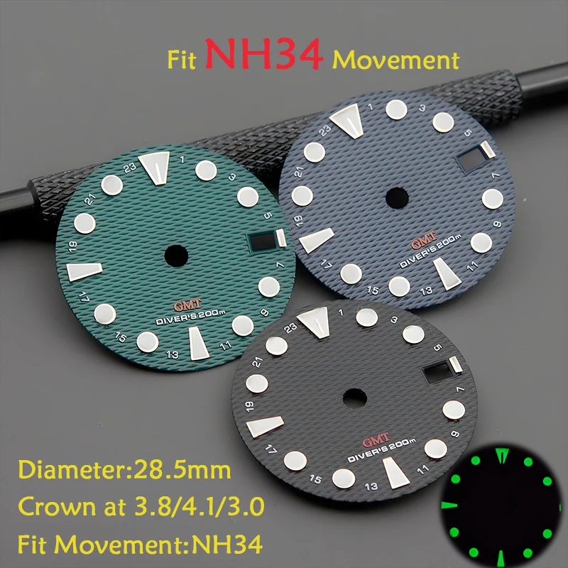 28.5mm New Surface Watch Dial Fit Japan NH34 Movement For SKX007 SKX009 Turtle Abalone Tuna Canne Dive Watch