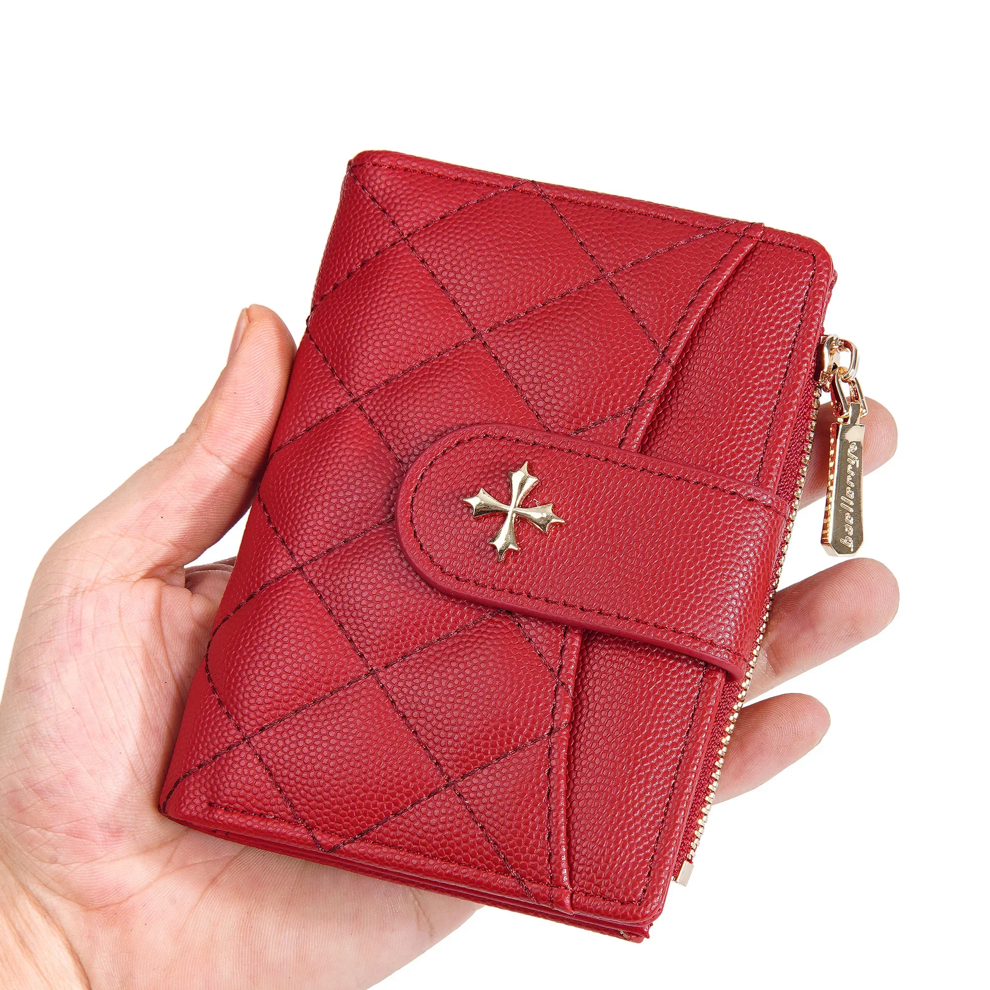 Baellerry Short Wallets for Women High Quality Pu Leather Fashion Coin Purse Red Pink Card Holder 2024 New Small Women's Wallet