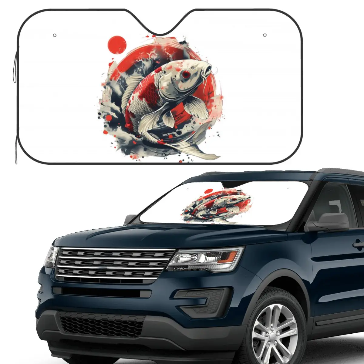 

Koi Rising Sunshade Windscreen Car Front Windshield Window Sun Visor Accessories Covers