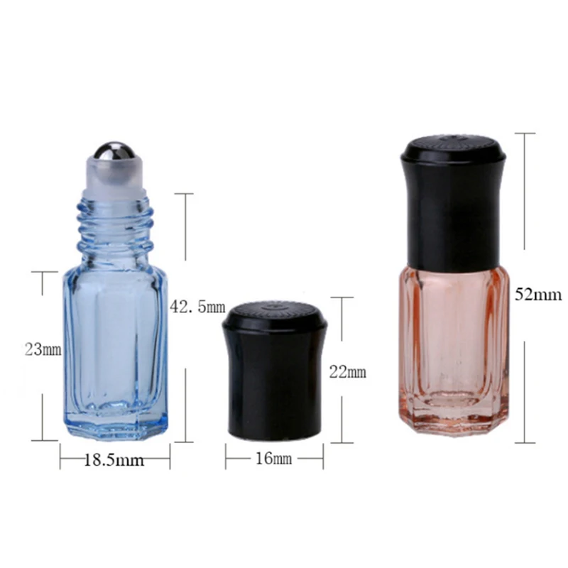 Portable Thick Glass Roller Essential Oil Perfume Bottles Travel Refillable Rollerball Vial Travel Roll On Bottles Vials 2024