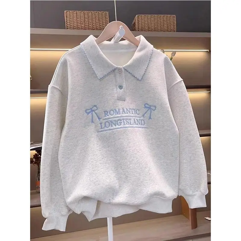 Girls' Spring Autumn Polo Neck Sweatshirt Trendy Children's Casual Base Shirt Comfortable Fashionable Kids' Top
