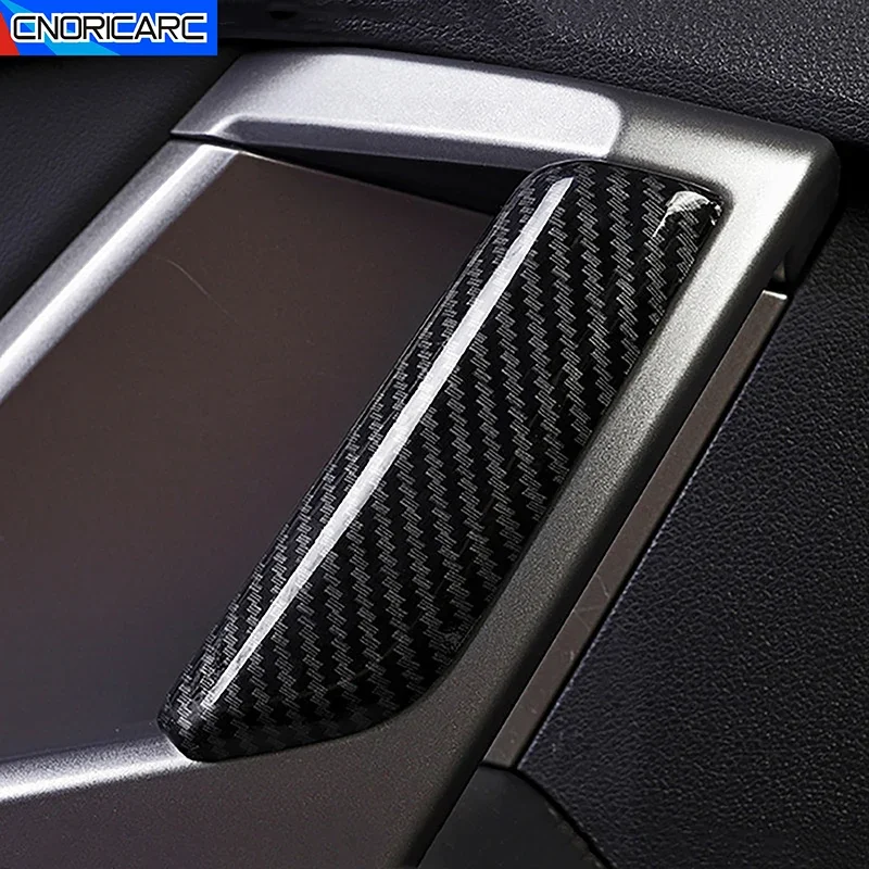 Car Inner Side Door Armrest Handle Decoration Frame Cover Trim For Audi Q3 2019-2022 Carbon Fiber Color Interior Auto Accessory