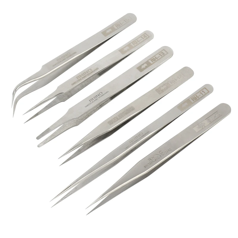 

U50 6pcs/set Dull polish Stainless Steel Tweezers High accuracy Tweezers tools set for Antimagnetic