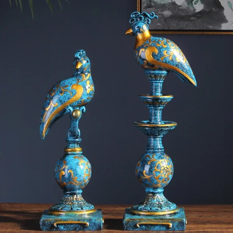 Creative American Resin Rich Bird Decoration Classical Home Entry Decor Elegant Room Ornaments Sculpture Decorative Bird Statue