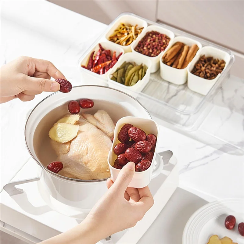 Frascos de condimentos ABCL con bandeja con divisores pequeños, organizador de especias para encimera, contenedor de almacenamiento de cocina para refrigerador