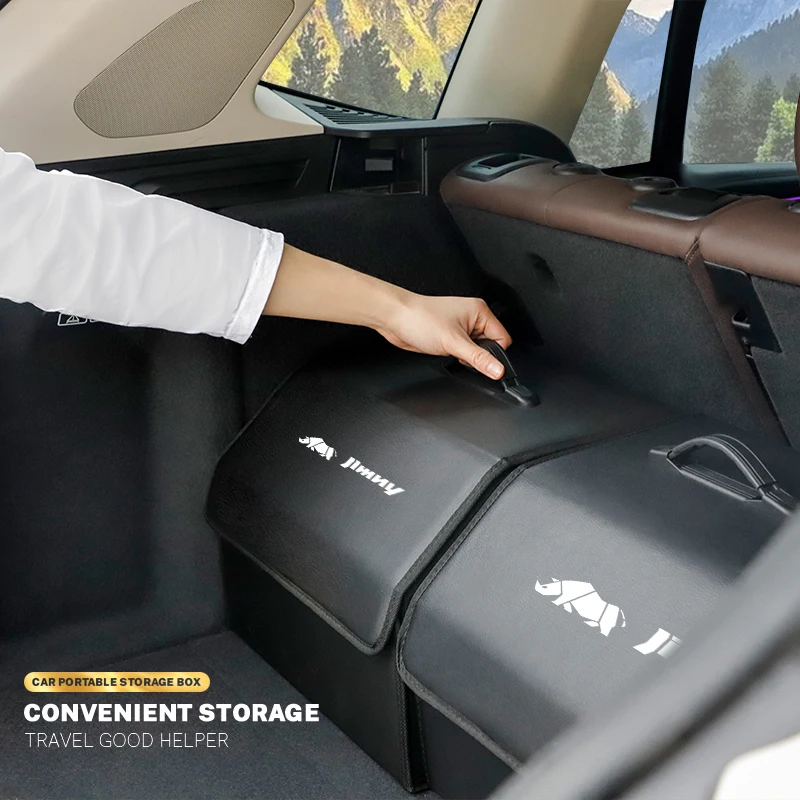 Car Trunk Storage Bag Leather Camping Box Collapsible For Suzuki Jimny Swift Grand Vitara Ignis Kizashi SX4 Scross Alivio DZire