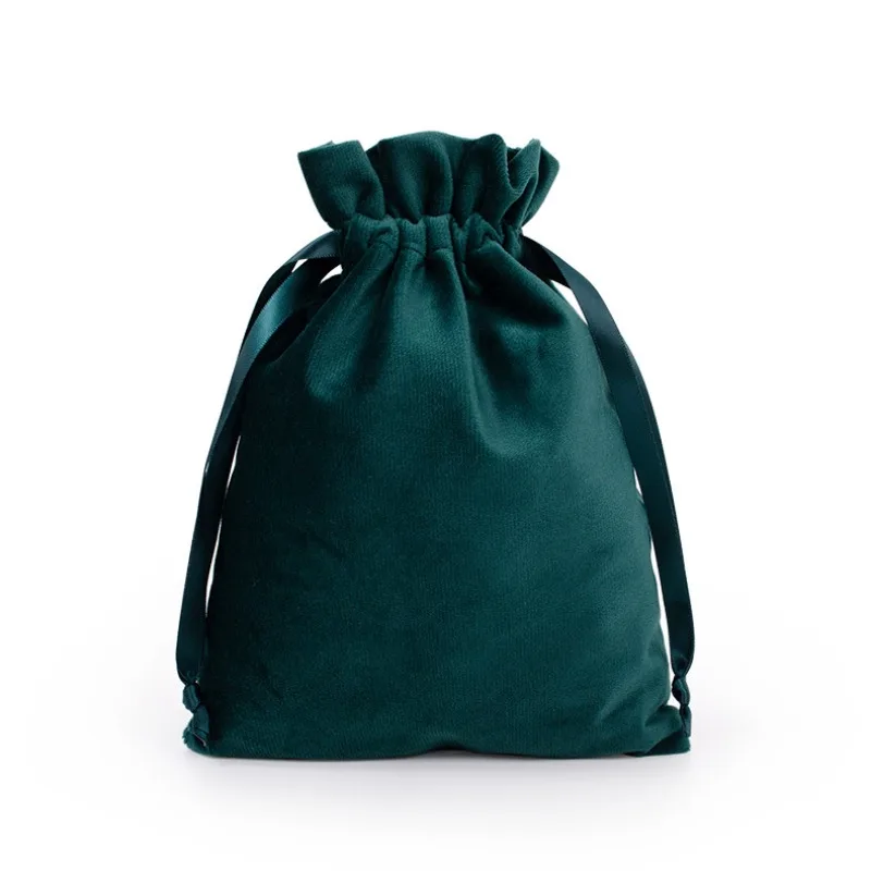 Custom Printed Logo Drawstring Velvet Bag Drawstring Pocket Jewelry Gift Packaging Solid Color Storage Bags