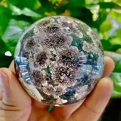7cm Natural Green Cherry Blossom Agate Crystal Quartz Energy Ball Healing Reiki Spiritual Feng Shui Prayer Witchcraft Home Decor