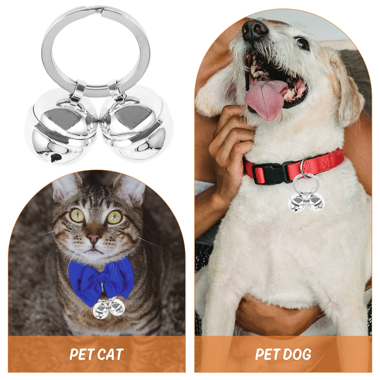 

2pcs Pet Collar Bell Stainless Steel Cat Collar Bells Wear-Resistant Durable Exquisite Decorative Diy Hanging Charm Puppy Kitten