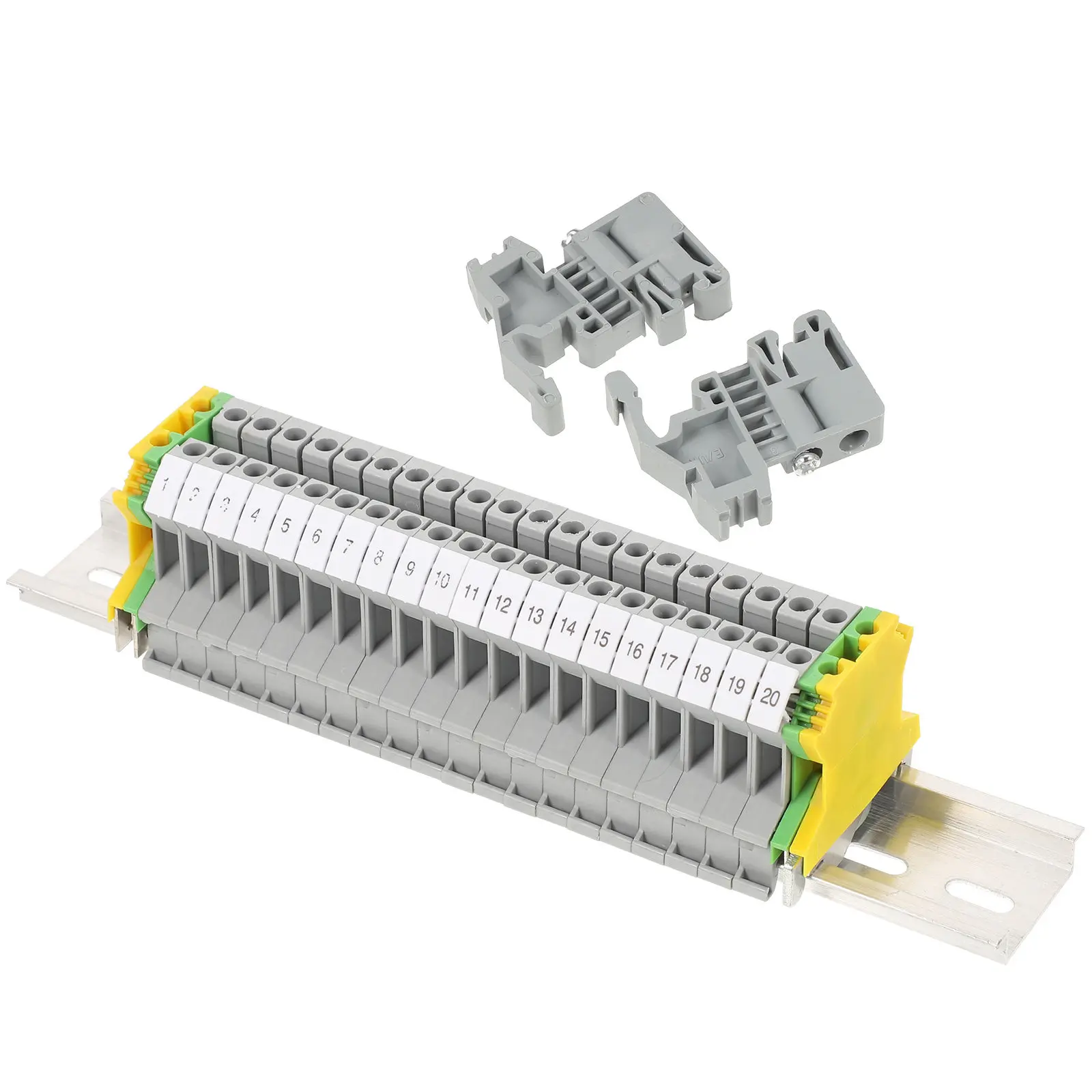 1Set Din Rail Terminal Block High Grade Flame Retardant Material Ground Block End Bracket Automation DIY Projects