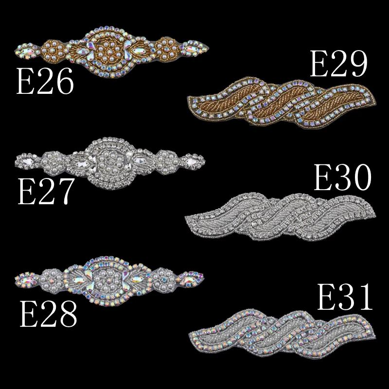 10PC Handmade Bling Beaded AB Rhinestone Applique Sew On Manual Flatback Crystal Flower Cloth Applique for Dresses Craft