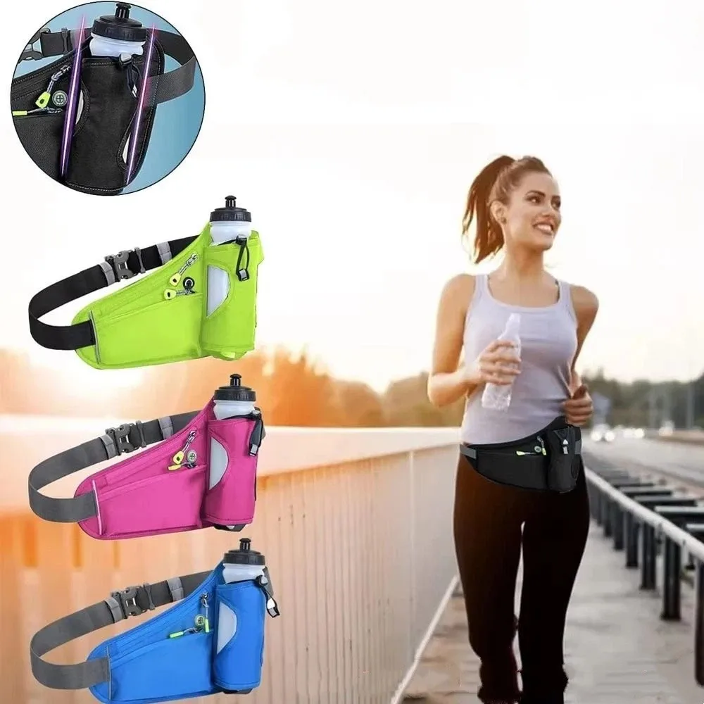 solid-color-sports-fanny-pack-reflective-design-adjustable-strap-mobile-phone-storage-bag-large-capacity-no-water-bottle