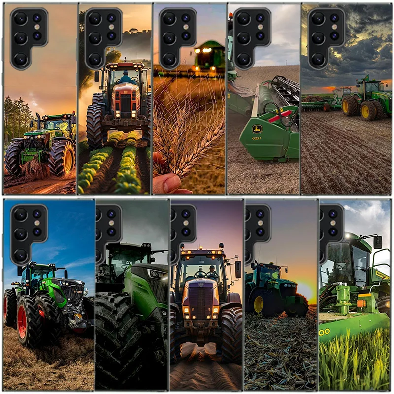 Farm Machinery Harvesters Clear Phone Case For Samsung Galaxy S20 S21 S23 FE S22 Plus S24 Ultra S10 S10E S9 S8 Soft Back Cover