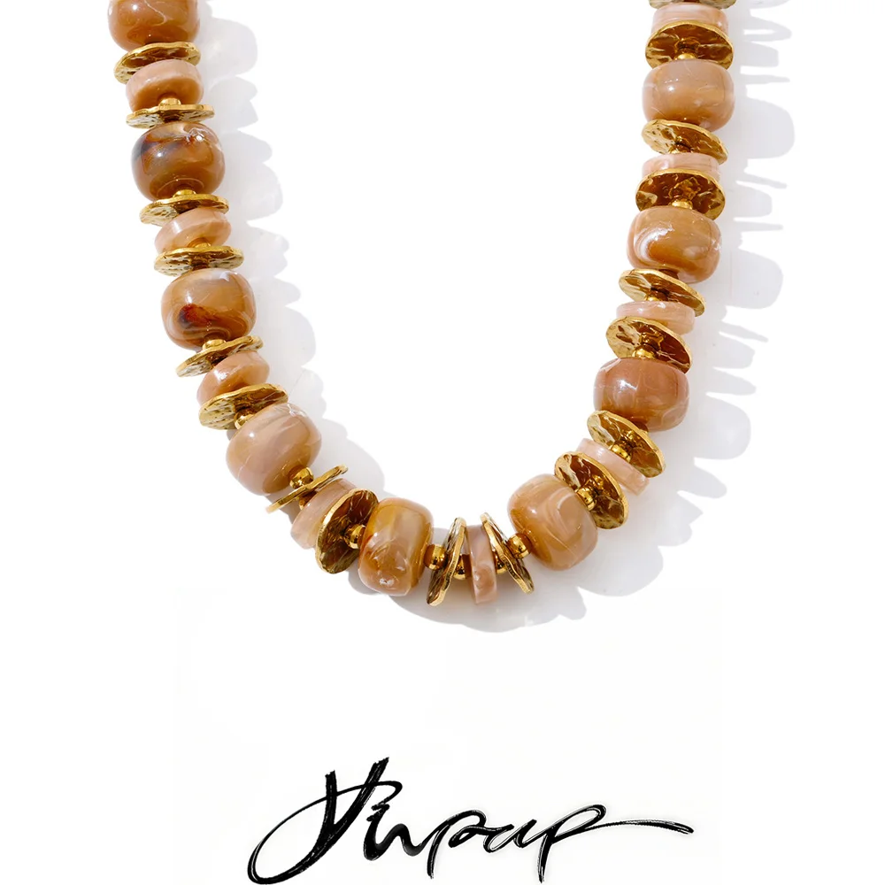 

Yhpup Exclusive Stainless Steel Beads & Spacer Handmade Fashion Chain Necklace Super Versatile Waterproof Jewelry High Quality