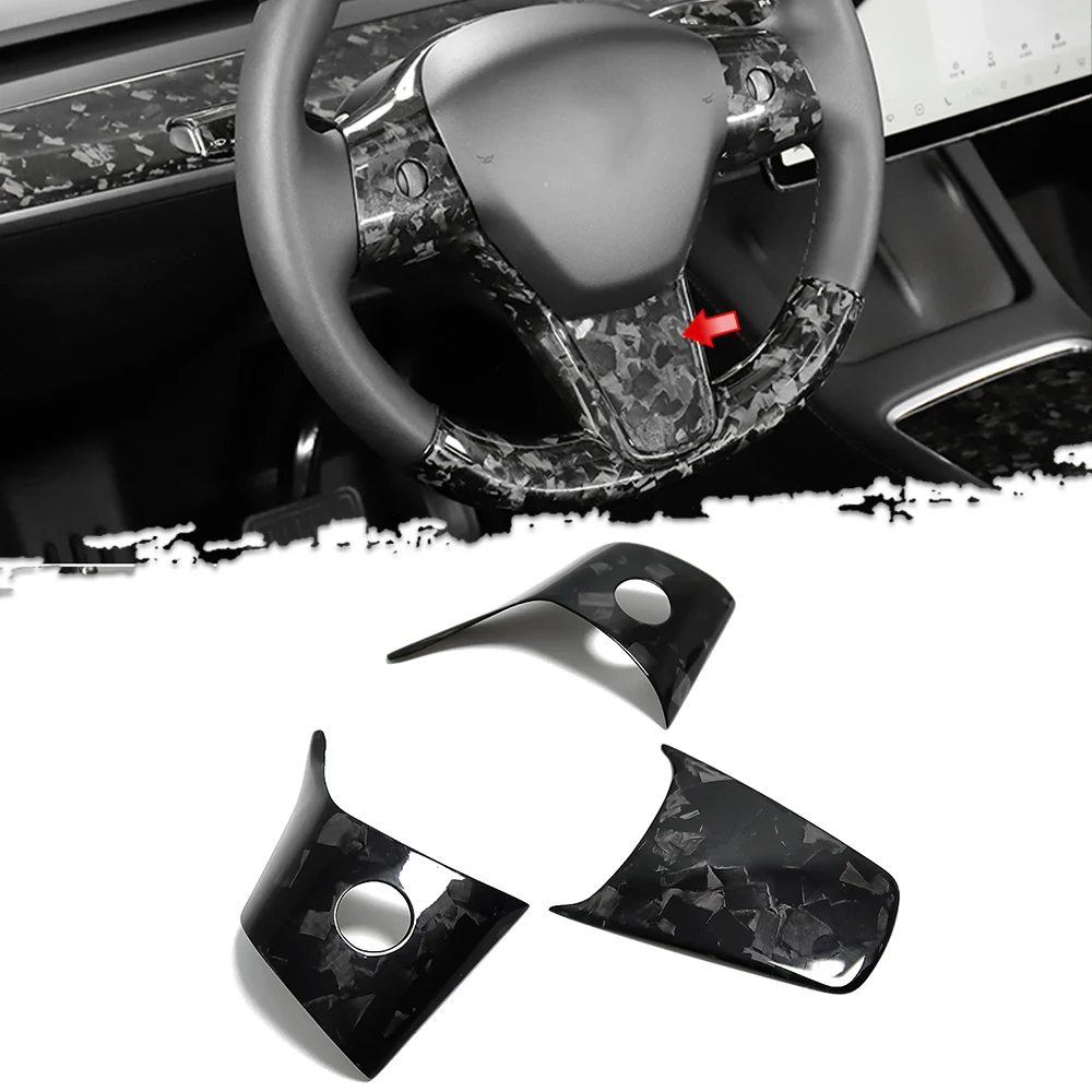 

2Pcs Car Center Console Interior Accessories For Tesla Model 3 2017-2021 Model Y Steering Wheel Button Panel Cover Trim Sticker