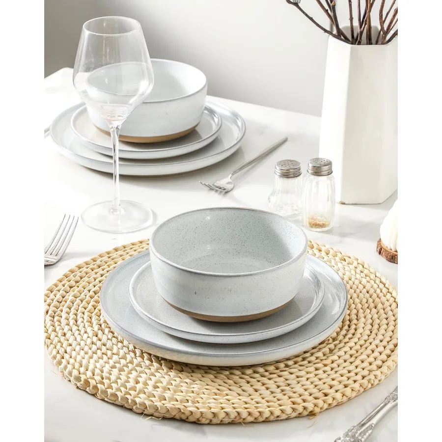 أطباق وأطباق مكونة من 18 قطعة أطباق بورسلين حديثة خدمة لـ 6 أطقم أواني طعام من الخزف الحجري مع نمط مرقط #4