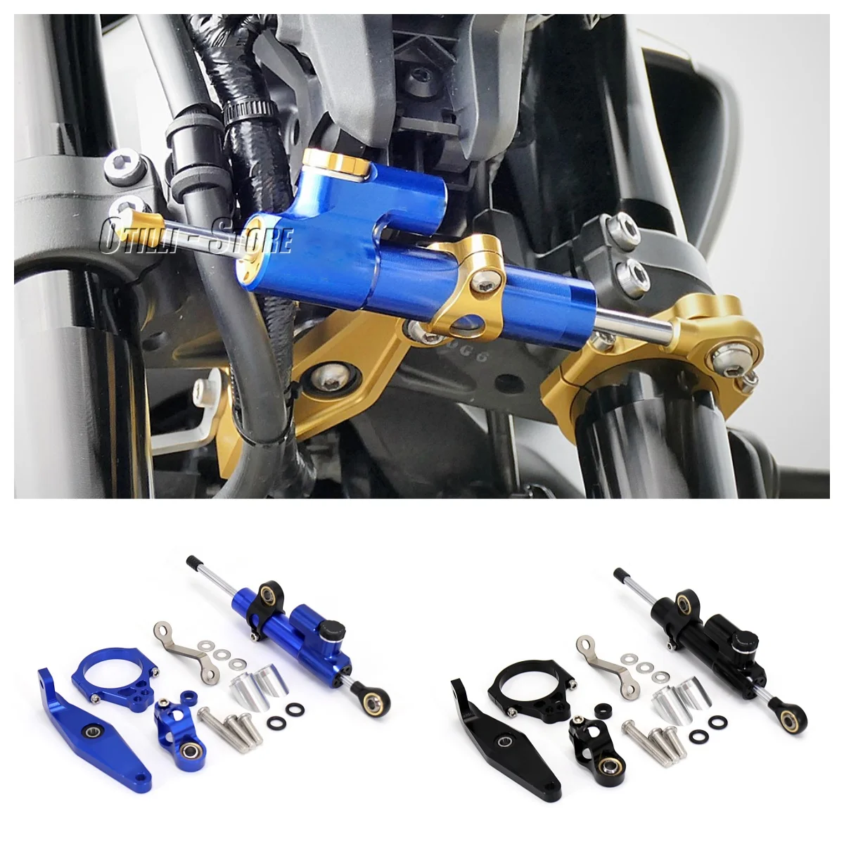 

New Motorcycle CNC Aluminum Damper For YAMAHA XSR900 XSR 900 xsr900 xsr 900 Adjustable Steering Stabilizer Bracket Mount Kit