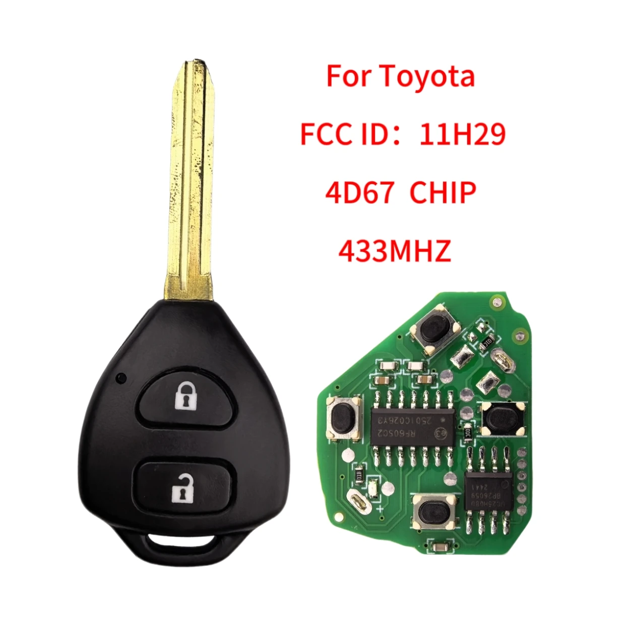 Jingxin FCC: 11H29 Per Toyota RAV4 Corolla Europa 2006 2007 2008 2009 2010 2 Bottoni Smart Chiave A Distanza Dell'automobile Fob 433 Mhz 4D67/G Chip
