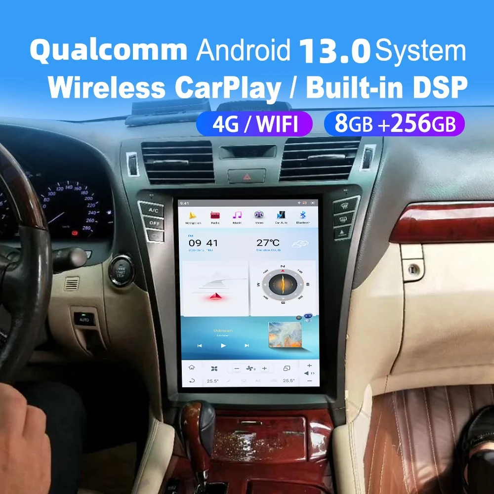 12.1'' Qualcomm 8 core forTesla For Lexus LS460 2006~2012 Car Radio Multimedia Player Android 13 Auto GPS Navi Carplay Head Unit