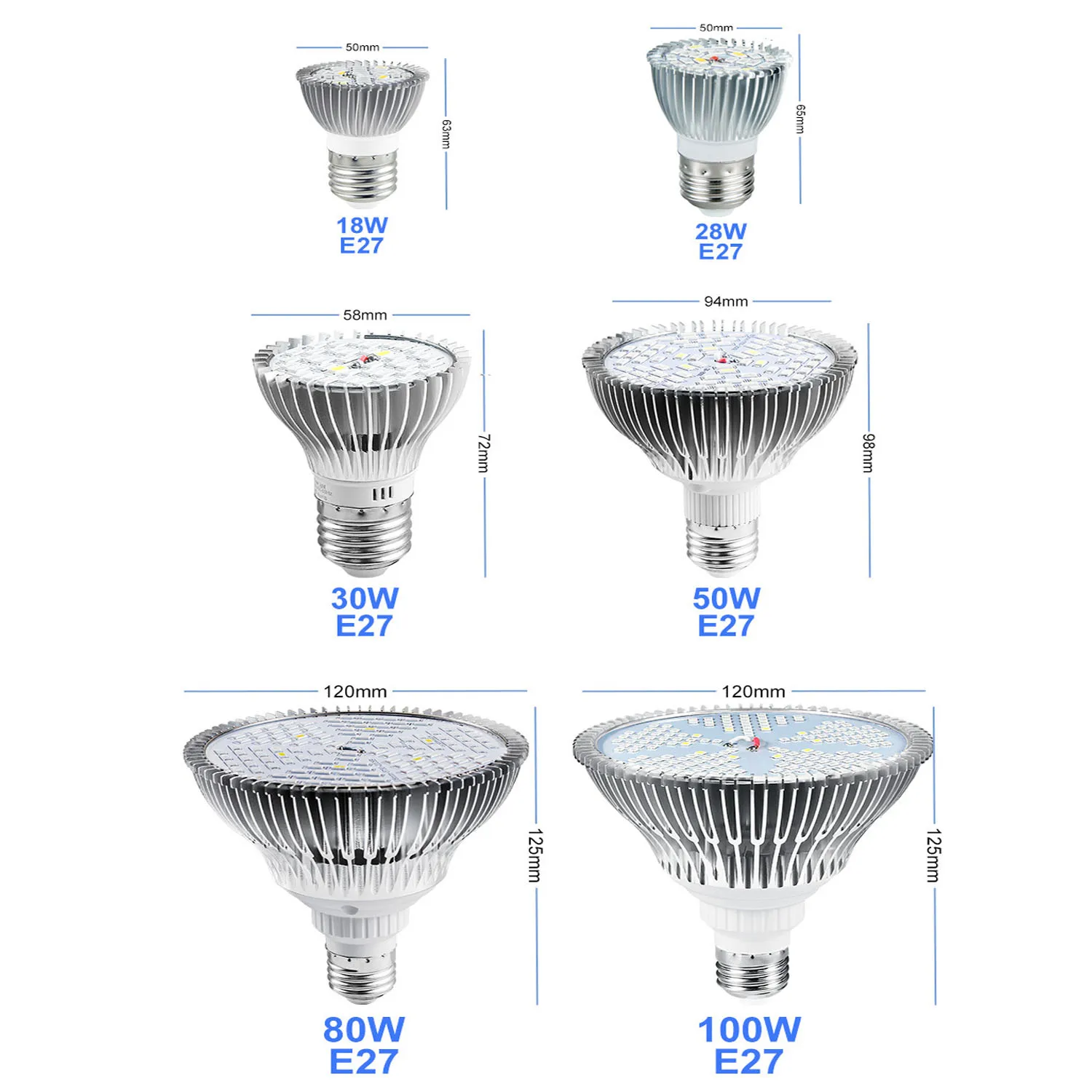 50/80/100/150 واط فيتو مصباح الطيف الكامل LED تنمو ضوء E27 أضواء النباتات Fitolamp للشتلات الداخلية زهرة تنمو خيمة GrowBox