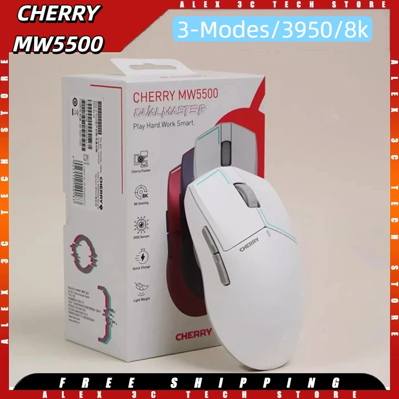 

CHERRY MW5500 Wireless Mouse Pixart 3950 2.4G 8k 600mAh 62g for Game Office with Fast Charging Skin-Friendly Coating Mouse Gamer