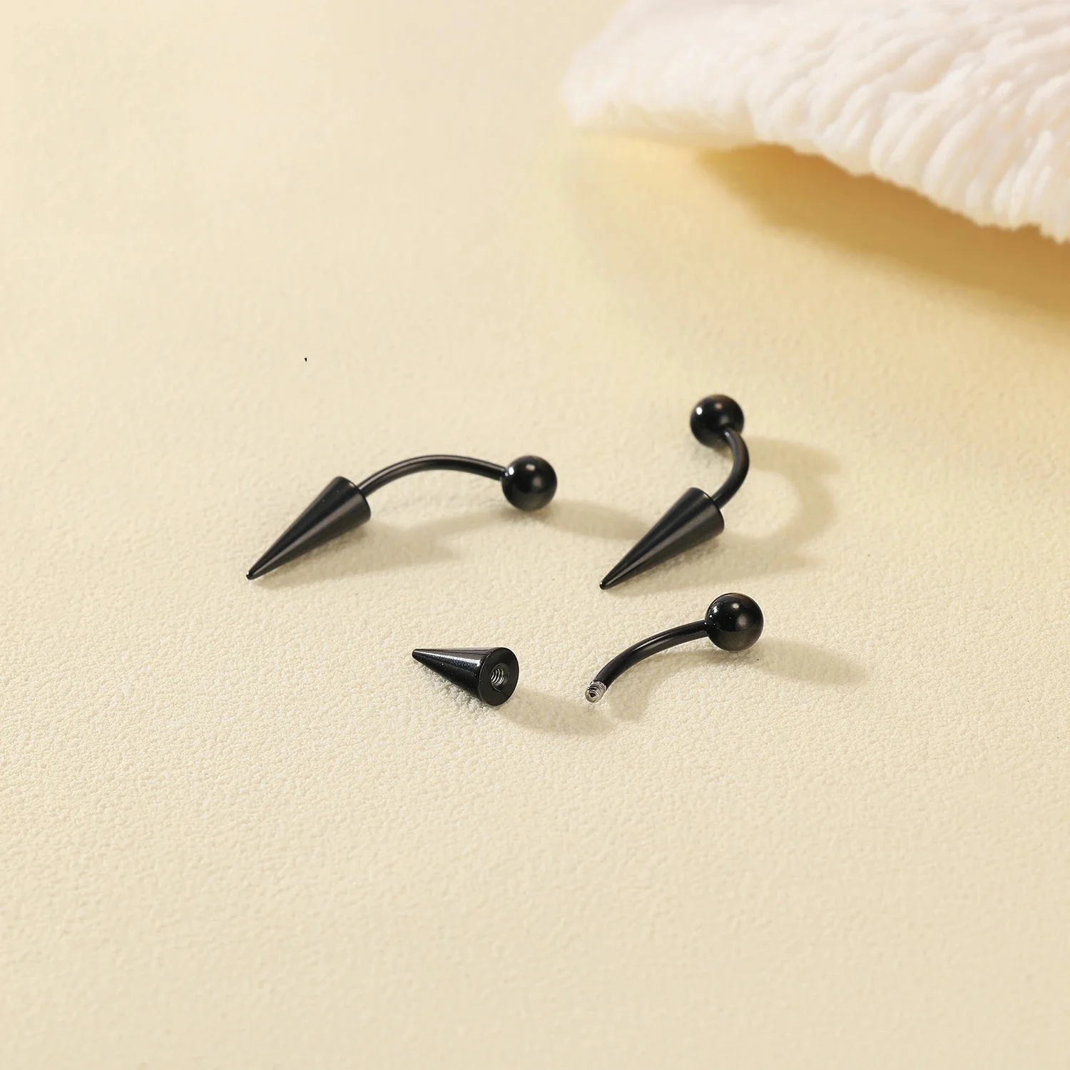 1PC 16G Long Spike Bridge Stainless Steel Eyebrow Ring Curved Barbell Cartilage Earring Punk Cone Labret Piercing Jewelry view 5
