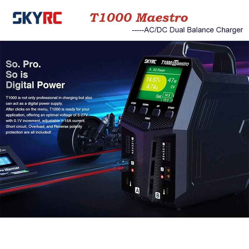 SKYRC T1000 Maestro Charger Lipo Battery Balance Charger BD350 Discharger AC/DC 1-6S LiFe NiMH NiCd Battery Charger