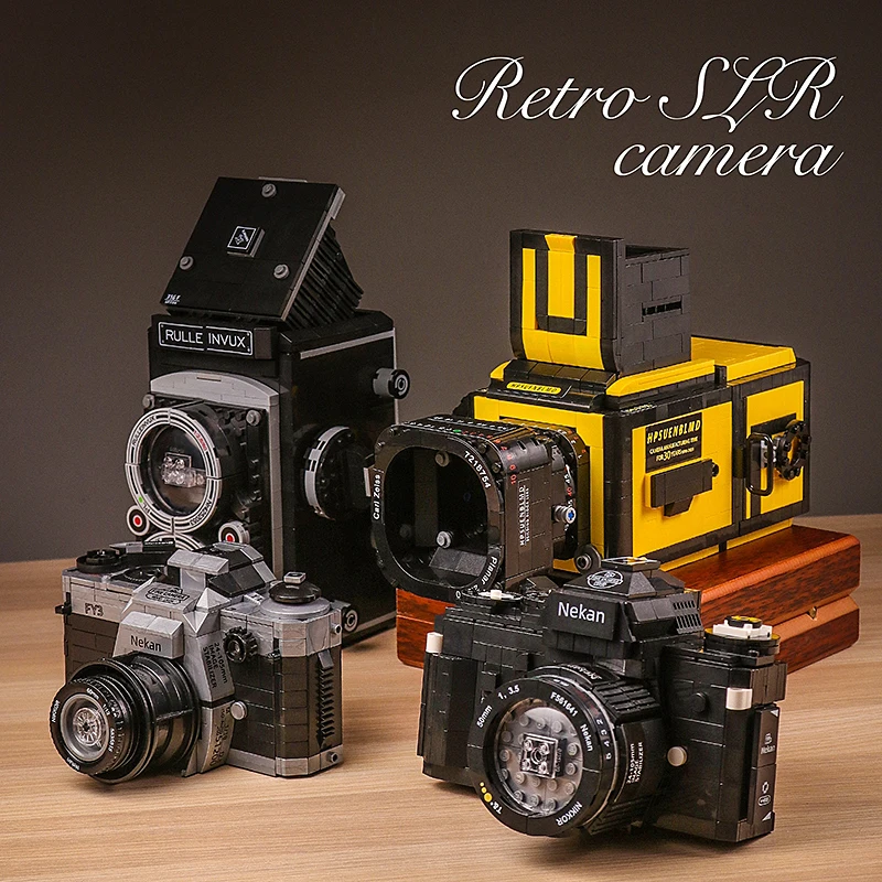 Criativo Retro Câmera Digital Building Blocks Emulated Video Recorder Polaroid Model Assemble Mini Bricks Brinquedos Para Crianças Presentes