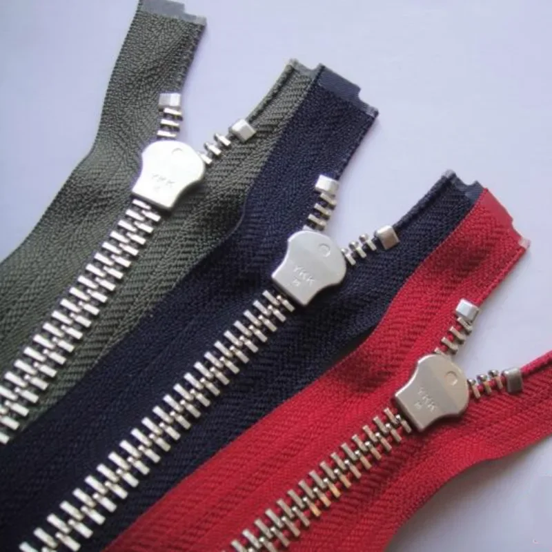 10# 50 To 90cm Strong Ykk Zipper Metal Single Open Red Blue Green Grey Black White Leather Jacket Mend Sewing Accessory