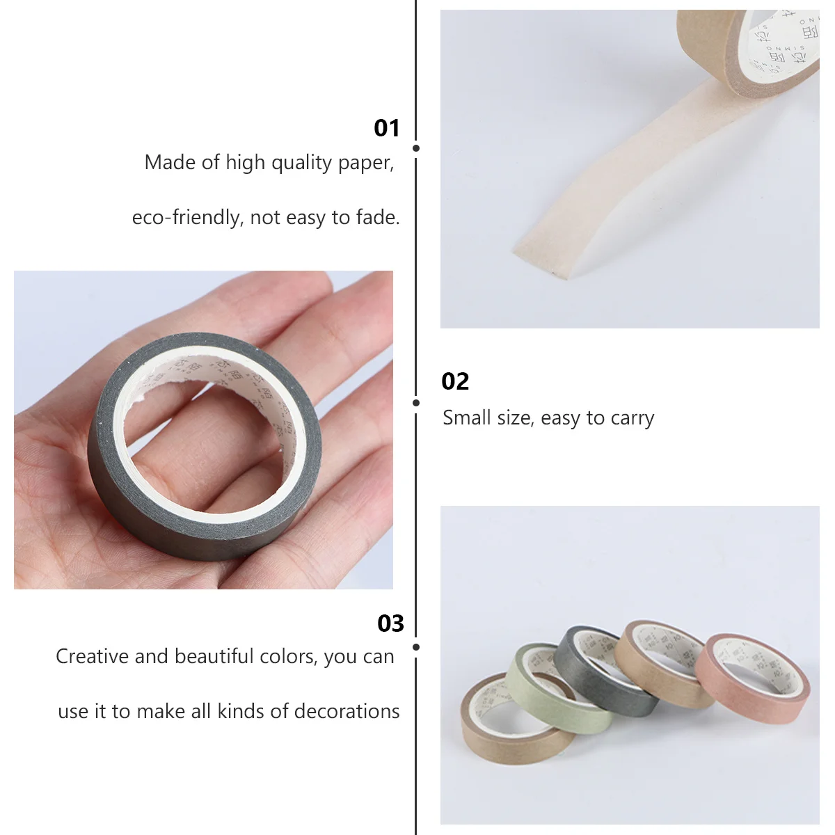 5 قطع من شريط اشي محمول صغير الحجم سهل الحمل للتخزين لاصق ملون للمجلات ديكور أثاث فني جداري