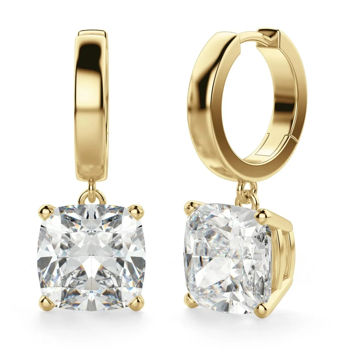 18K Yellow Gold Solitaire Diamond Drop Earrings IGI Cushion Cut Lab Grown Genuine Diamond Earrings Birthday Gift For Women