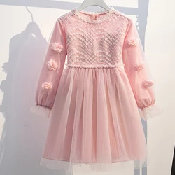 Girls Elegant Dress Spring Flower Party Dresses for Kids Princess Costume Teenagers Children Clothes Vestidos 6 7 9 11 12 Years