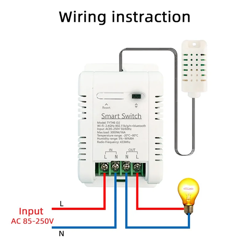 

IDUD 2X Tuya Smart Wi-Fi переключатель 3000 Вт 16A термостат мониторинг температуры и влажности с монитором энергопотребления