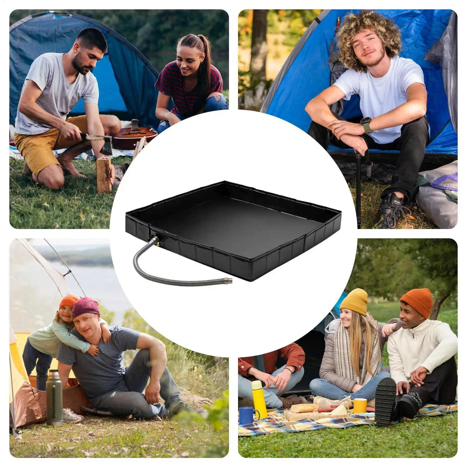 Outdoor Shower Base Portable Shower Floor With Drain Hole Portable Basin Flooring Camping Gear For Sauna Pet Bath Garden Patio