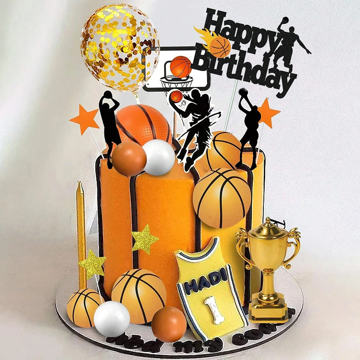 7pcs/set Basketball Theme Cake Topper Decoration Happy Birthday Cake Paper Flag Planting Party Gathering Cake Decor Accessories