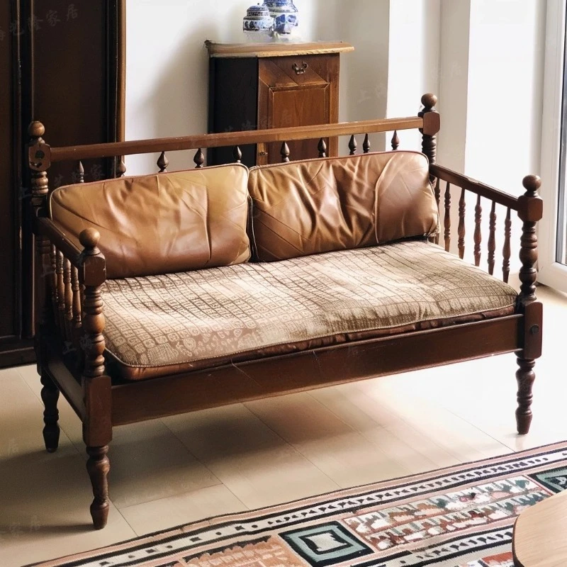 

Old simple classic French casual sofa chair bench bench