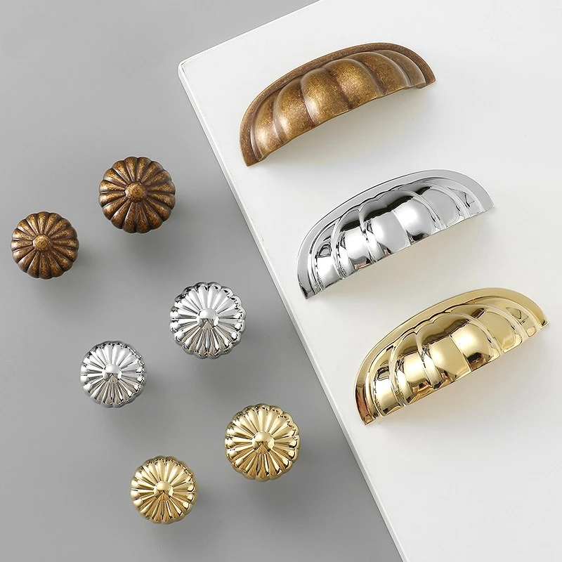 Pumpkin Shape Solid Brass Furniture Handles Creativity Knobs and Handles for Drawers Wardrobes Dresser Cabinet Handles