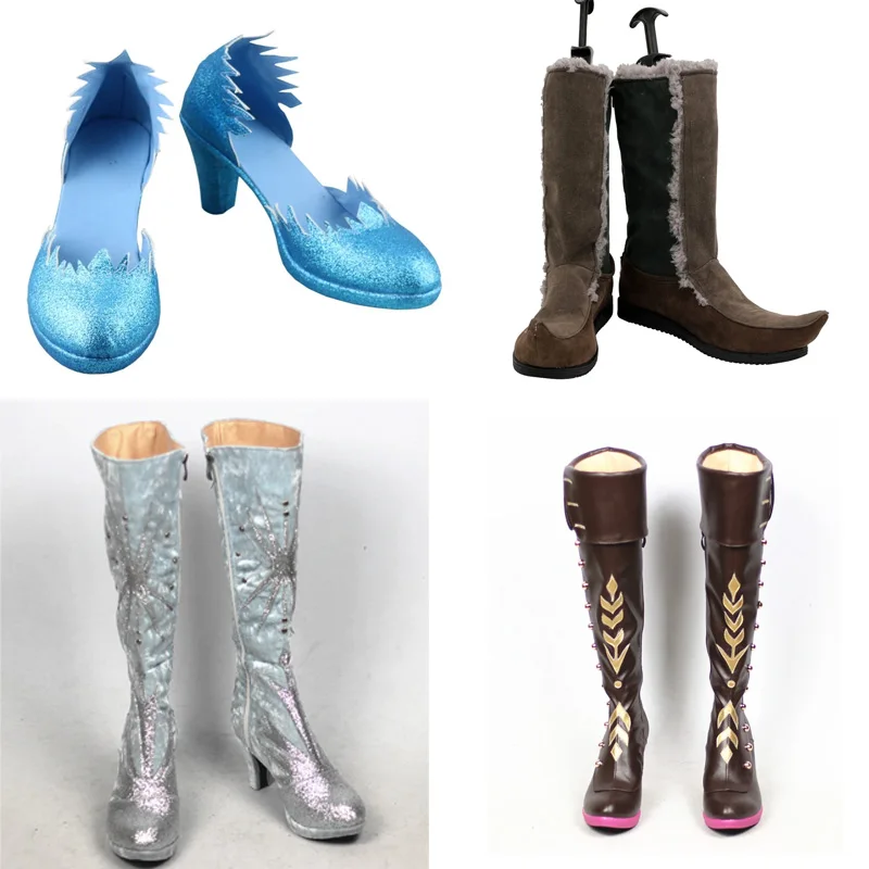 

New El sa Anna Kristoff Cosplay Snow Princess Shoes Party Boots Tailor-Made