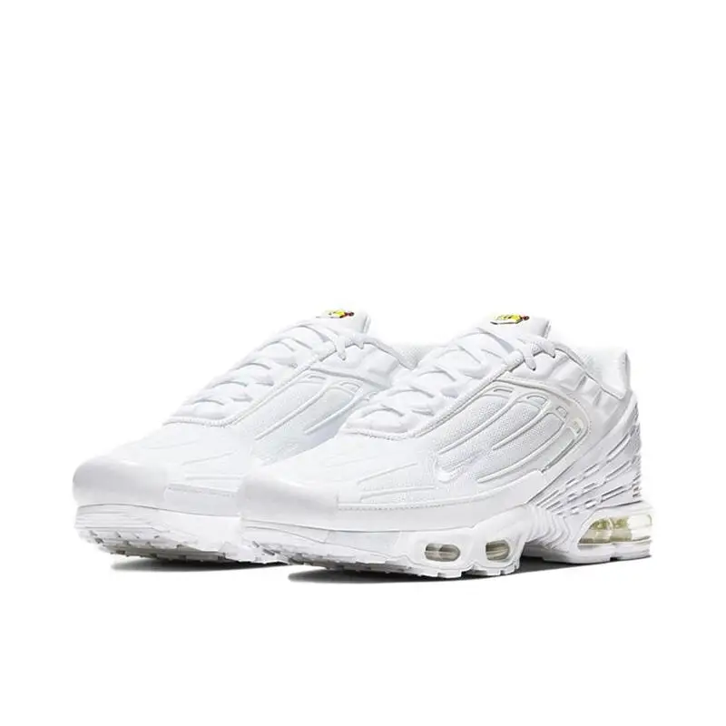 Nike-air max plus tn3 أحذية جري للرجال والنساء ، شبكة مانعة للإنزلاق ومتينة ، جيدة التهوية ، ممتصة للصدمات ، بيضاء ثلاثية