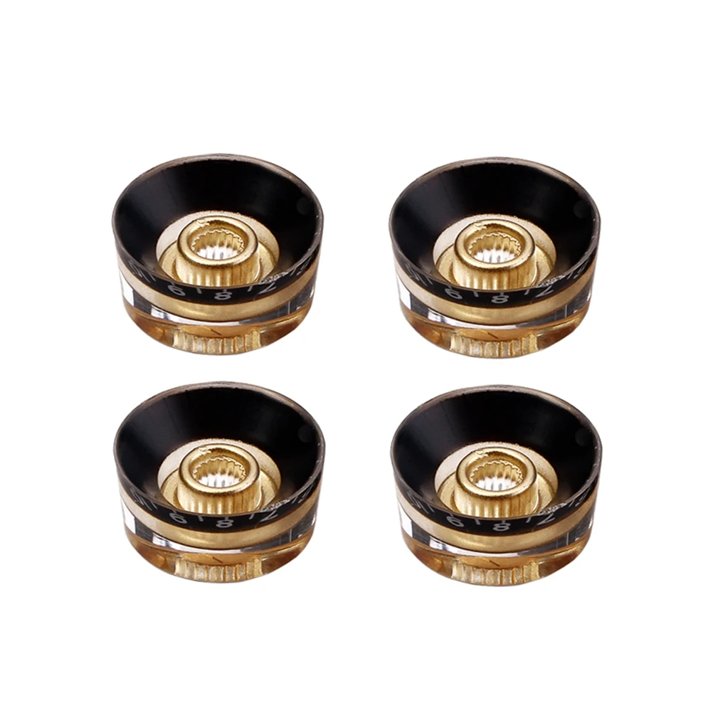 

4 pcs Electric Guitar Knobs Set Yellow Black Volume Tone Control Buttons Premium Durability Fits Style Easy Install