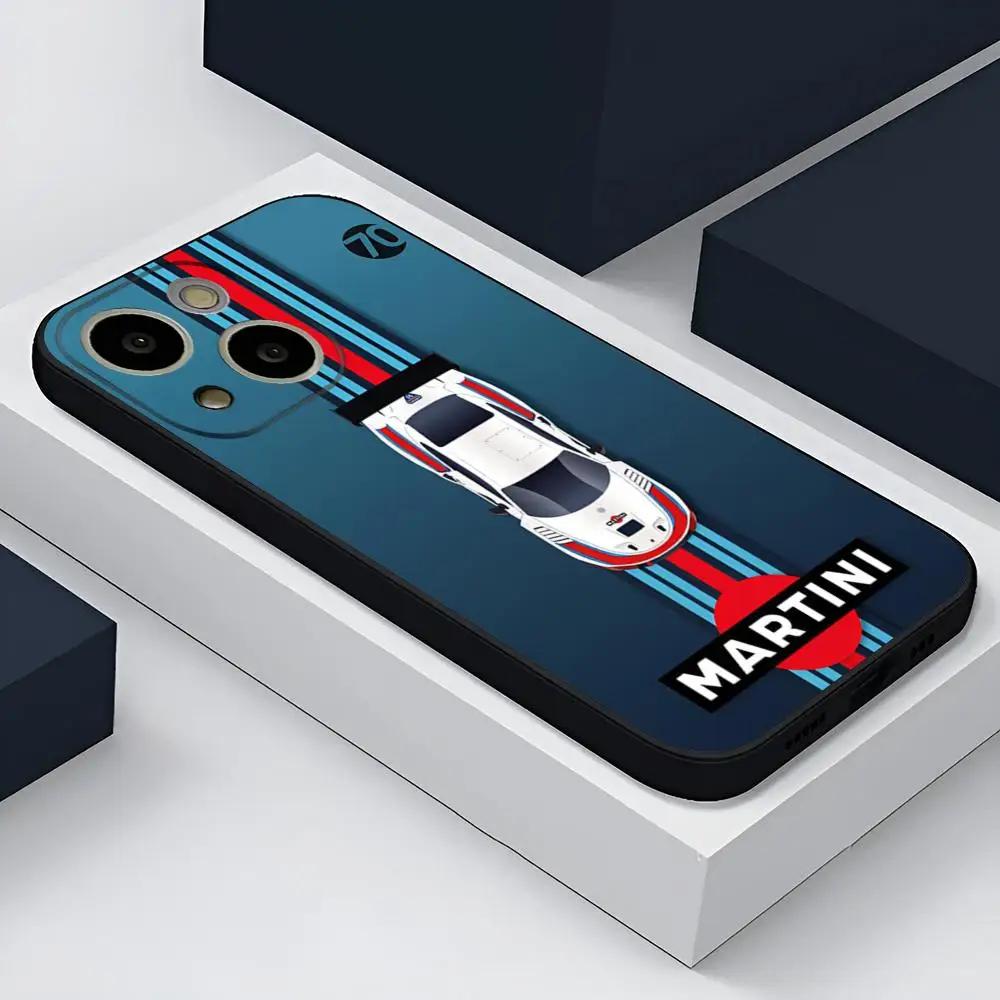 Martini Racing Horizontal Stripe Phone Case For 15 Pro Max Iphone 14 Pro 12 13 Pro Max 11 Xr X Xs 8 7 Plus Silicone Back Cover