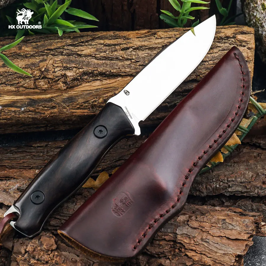 HX OUTDOORS Camping Knife Hunting Rescue Knives Survival Knife 7CR17MOV Blade ousehold Wooden Handle Butcher Knife Dropshipping