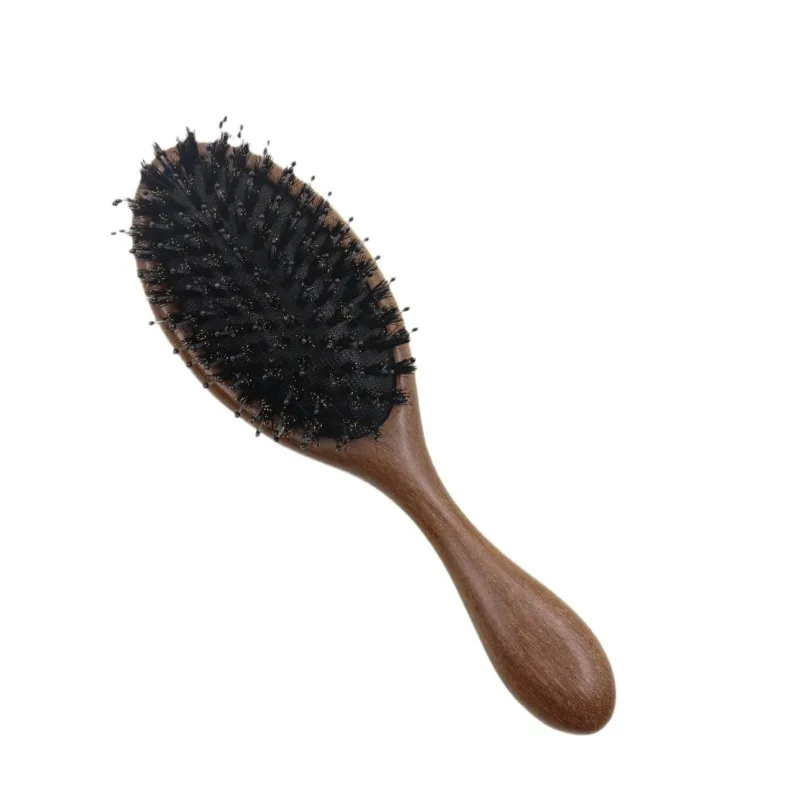 Pettine a cuscino d'aria con setole di cinghiale in legno di sandalo: massaggio del cuoio capelluto e pettine meridiano, capelli lisci, aggiunge volume, perfetto per l'uso domestico.