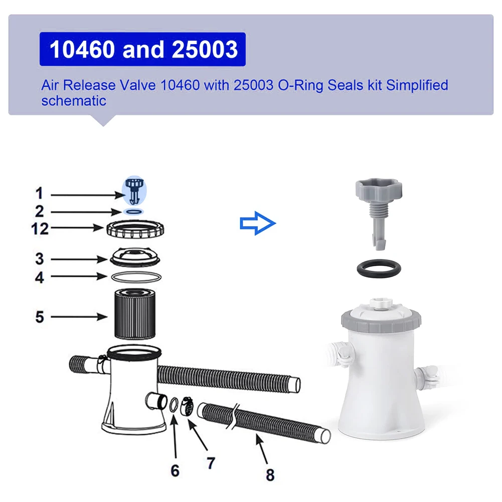 For Filter Pumps Exhaust Valves 10460 10264 Air Release Valve For Intex O-Ring Replacement Part Pool Accessries