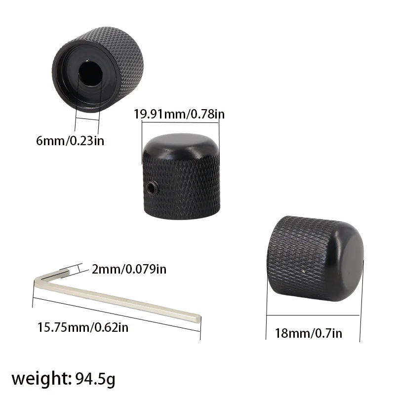 Universal Guitar Split Shaft Knobs 3 Pack Knurled Control Caps for Guitar/Bass Potentiometer Volume/Tone