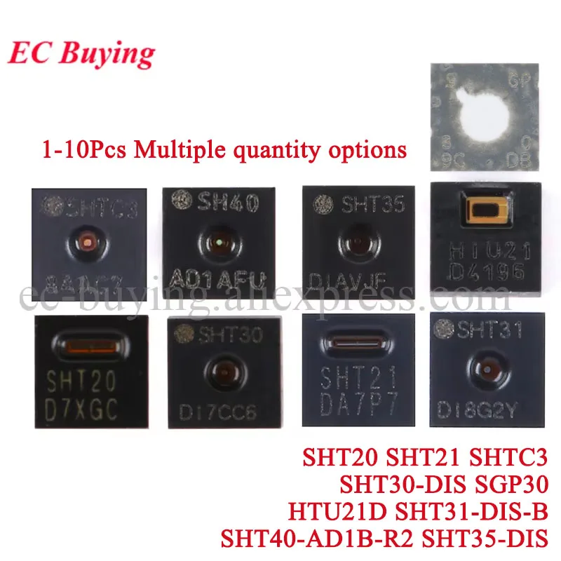 10Pcs/1pc SHT20 SHT21 SHT30 SHT31 SHT35 SHT40 SHTC3 HTU21D -DIS WHT20 DFN-4 6 8 Digital Temperature and Humidity Sensor IC Chip